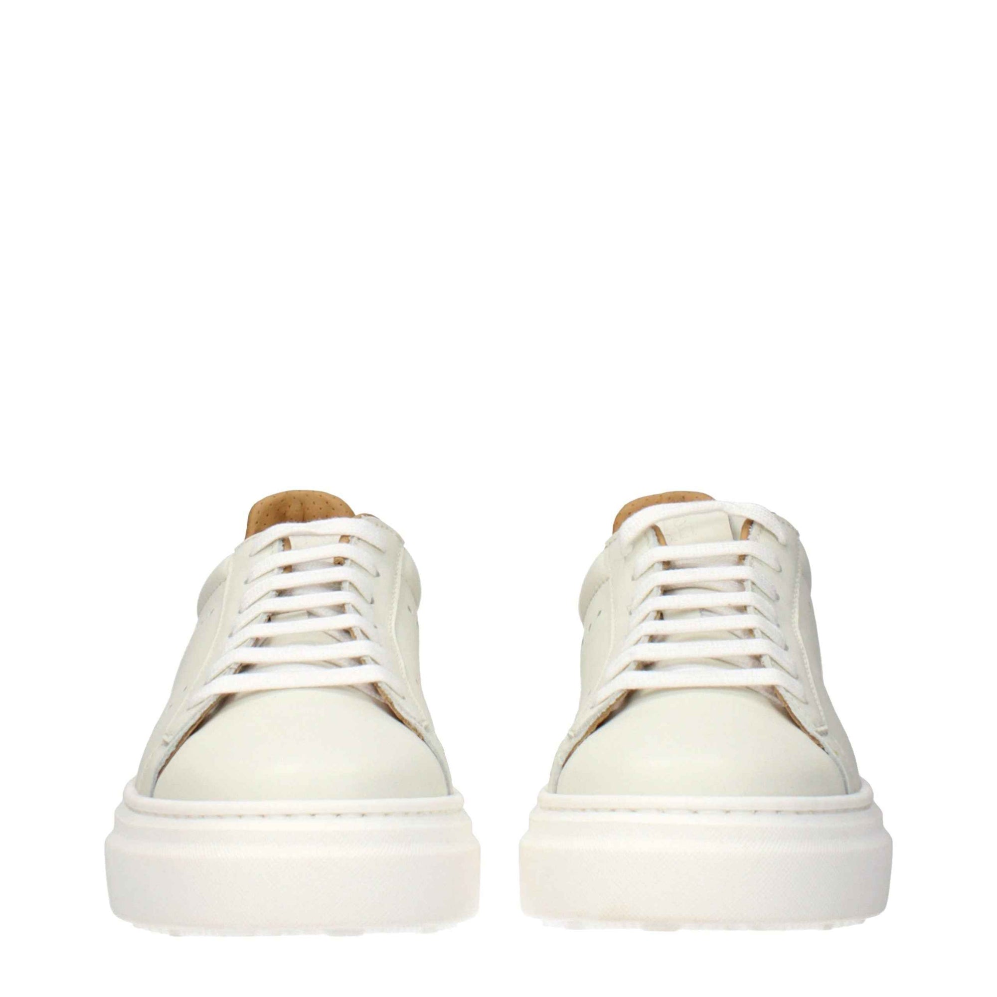 Eleventy Beige Leather Sneakers
