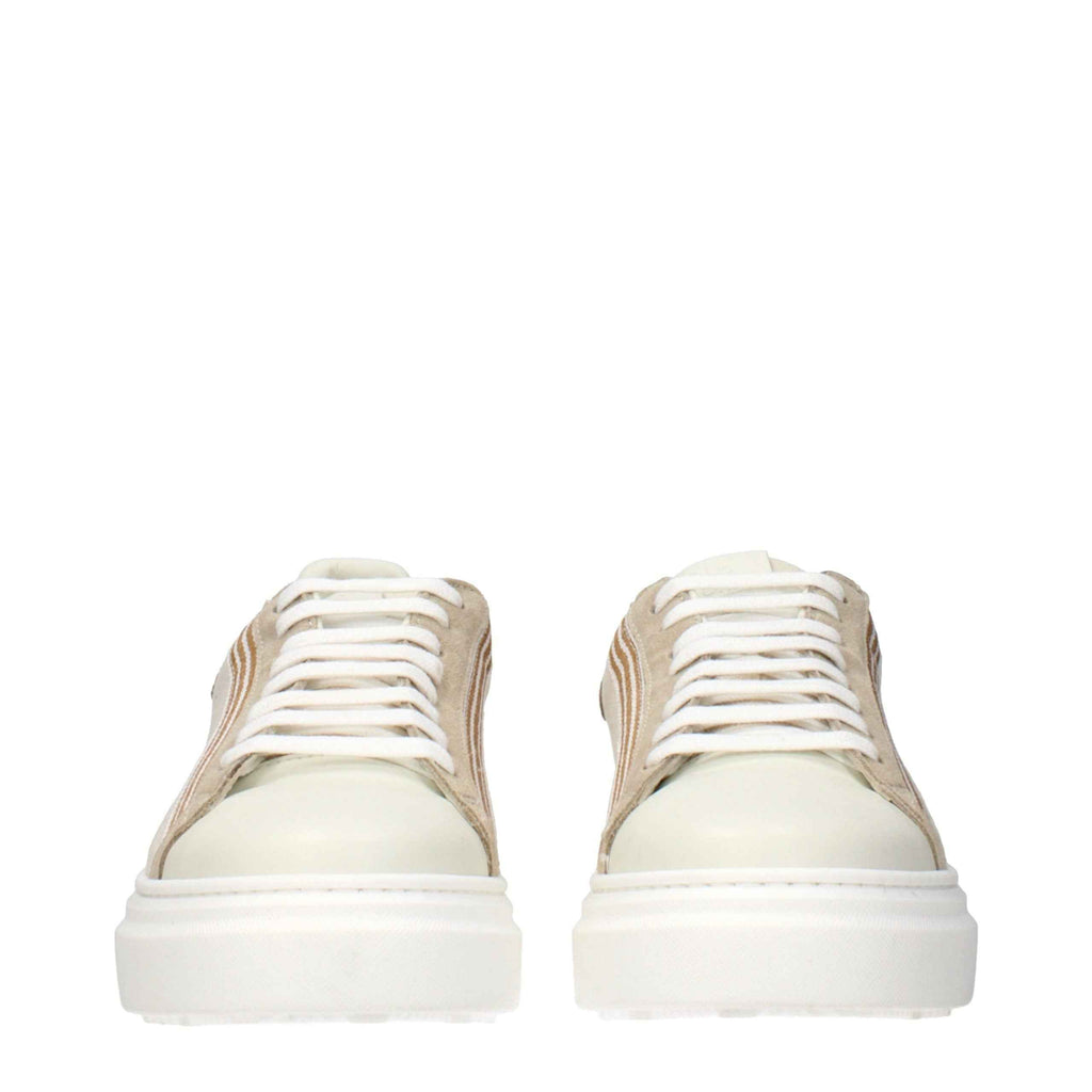 Eleventy Beige Fabric Low Top Sneakers