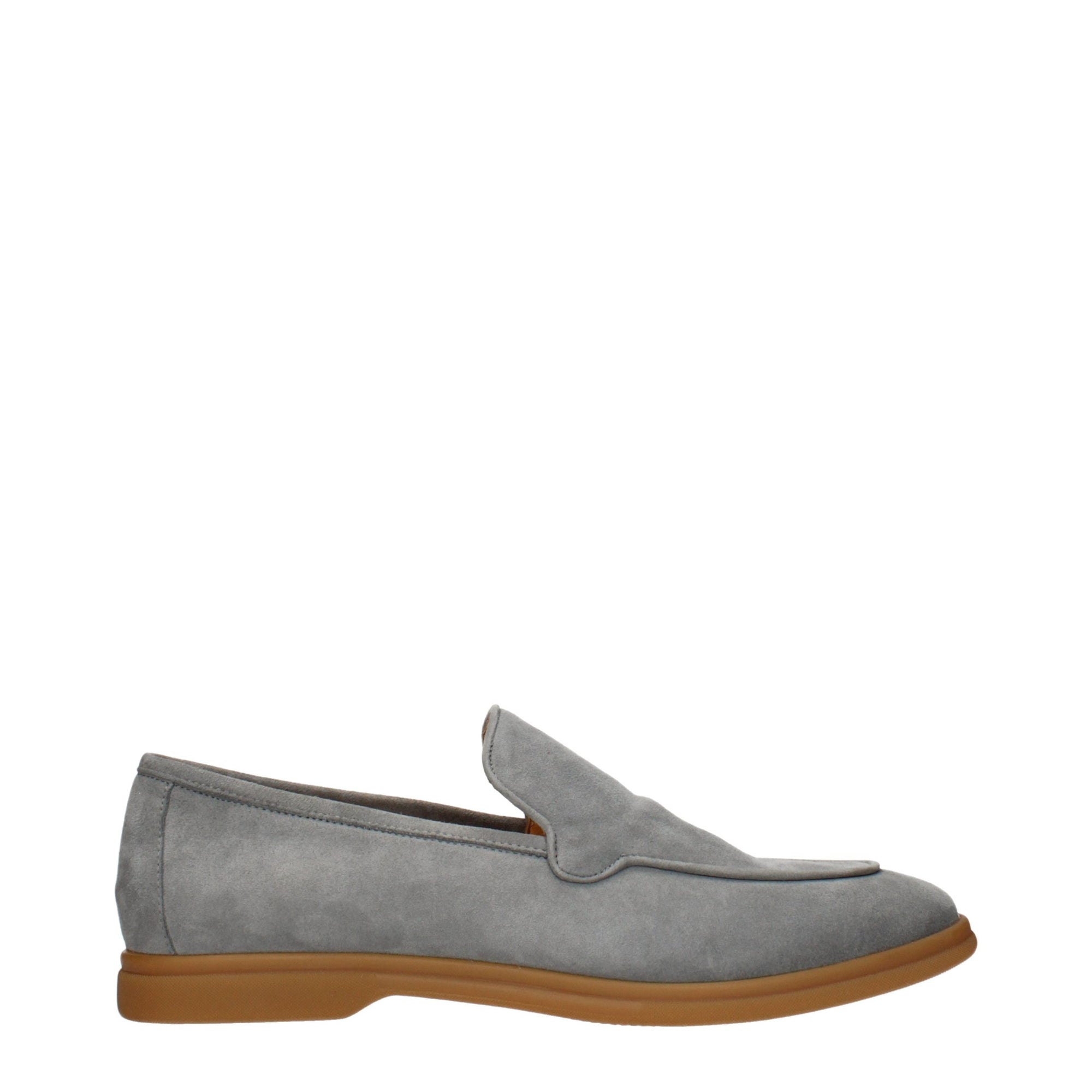 Eleventy Gray Leather Slip-On Loafers