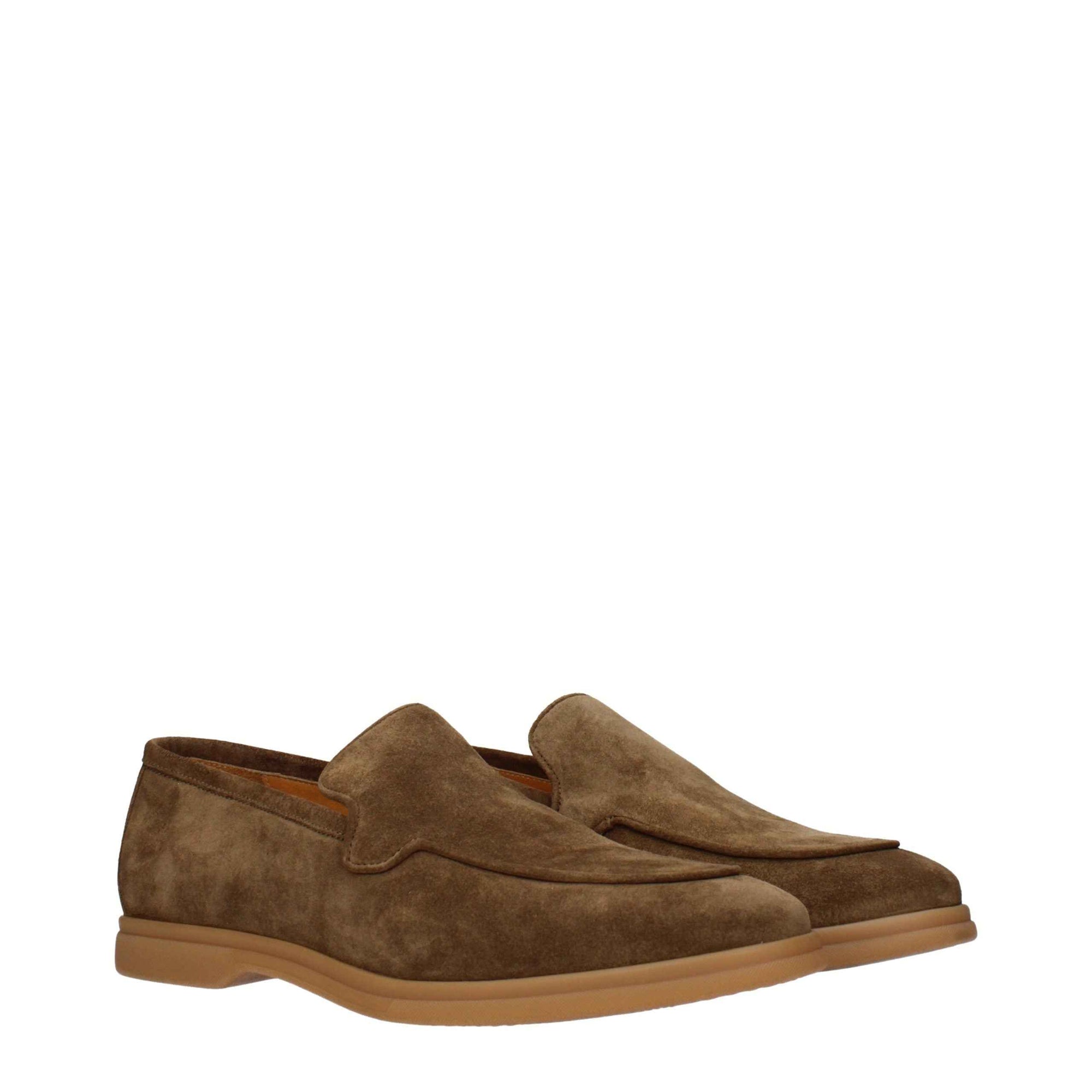 Eleventy Brown Leather Slip-On Loafers