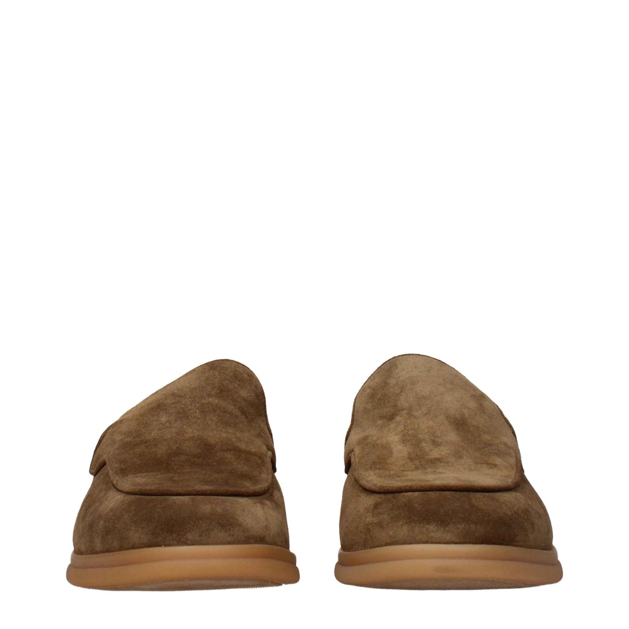 Eleventy Brown Leather Slip-On Loafers