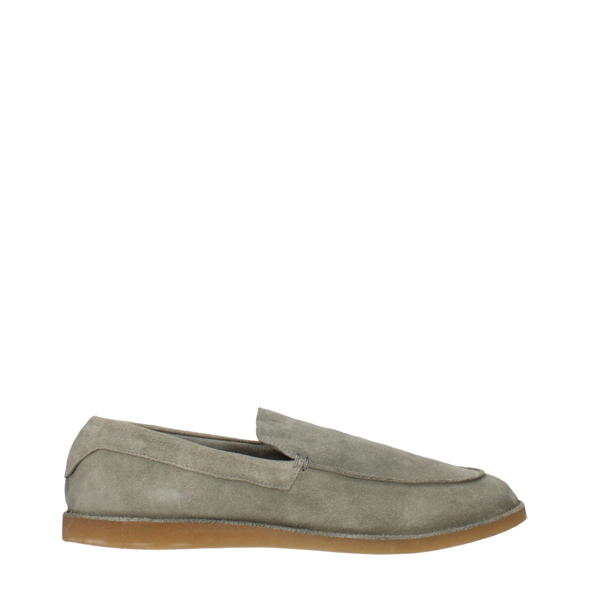 Eleventy Green Leather Slip-On Loafers