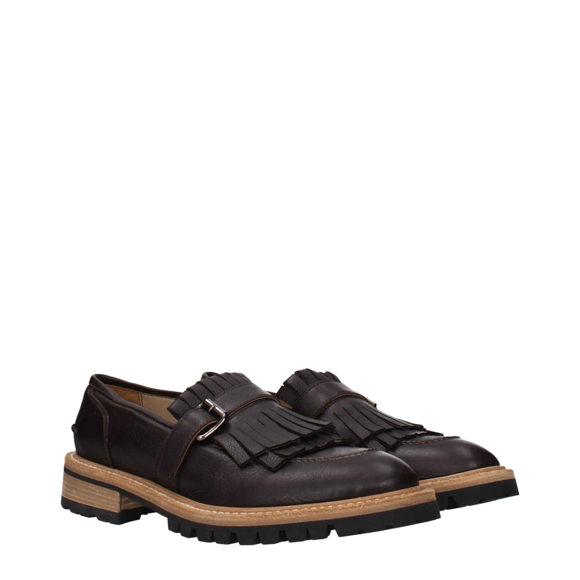 Eleventy Brown Leather Slip-On Loafers