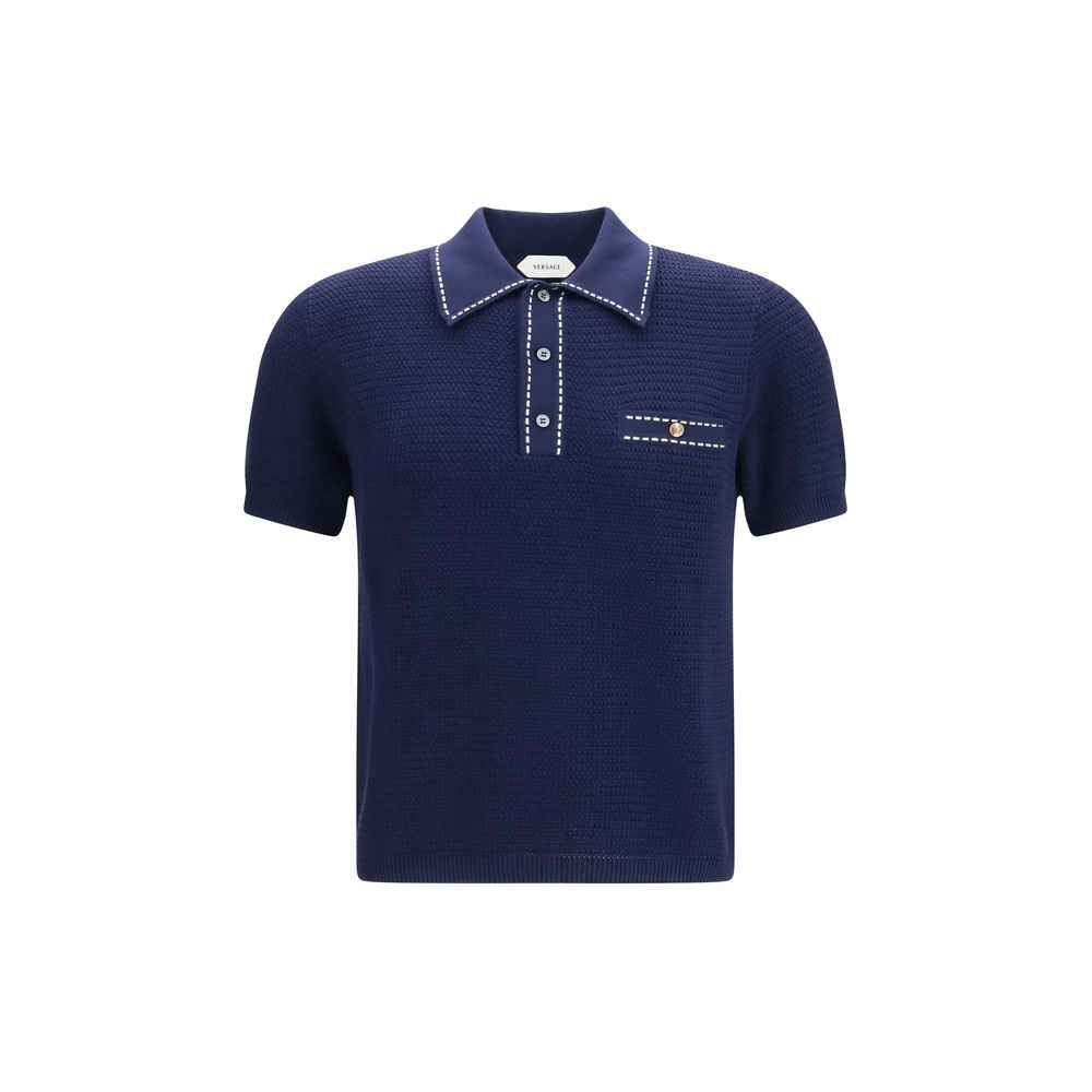 Versace Blue Cotton Polo Shirt