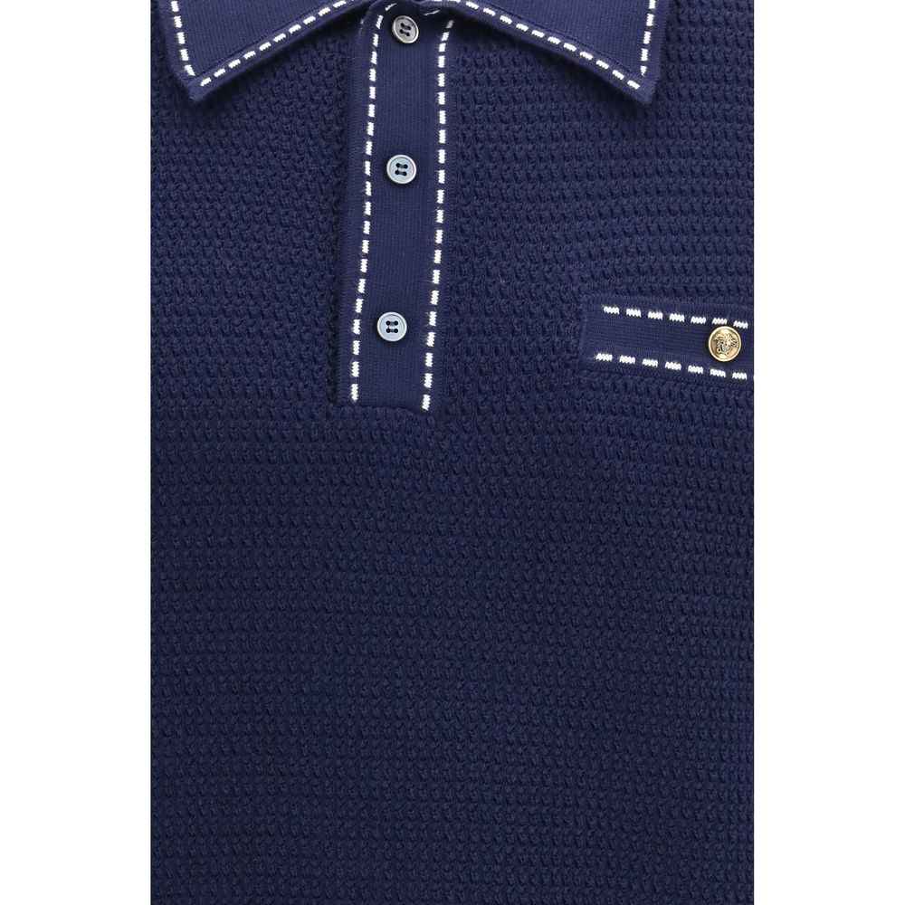 Versace Blue Cotton Polo Shirt