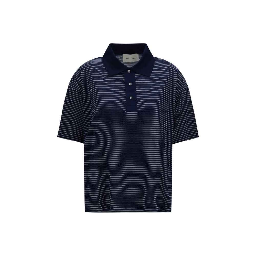 Ami Paris Blue Cotton Polo Shirt