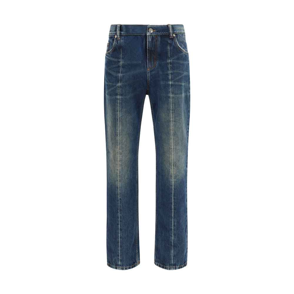 Versace Blue Cotton Straight-Leg Jeans