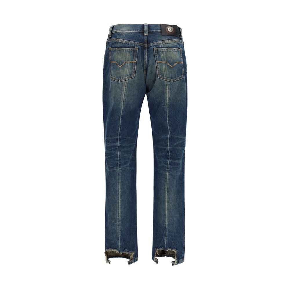 Versace Blue Cotton Straight-Leg Jeans