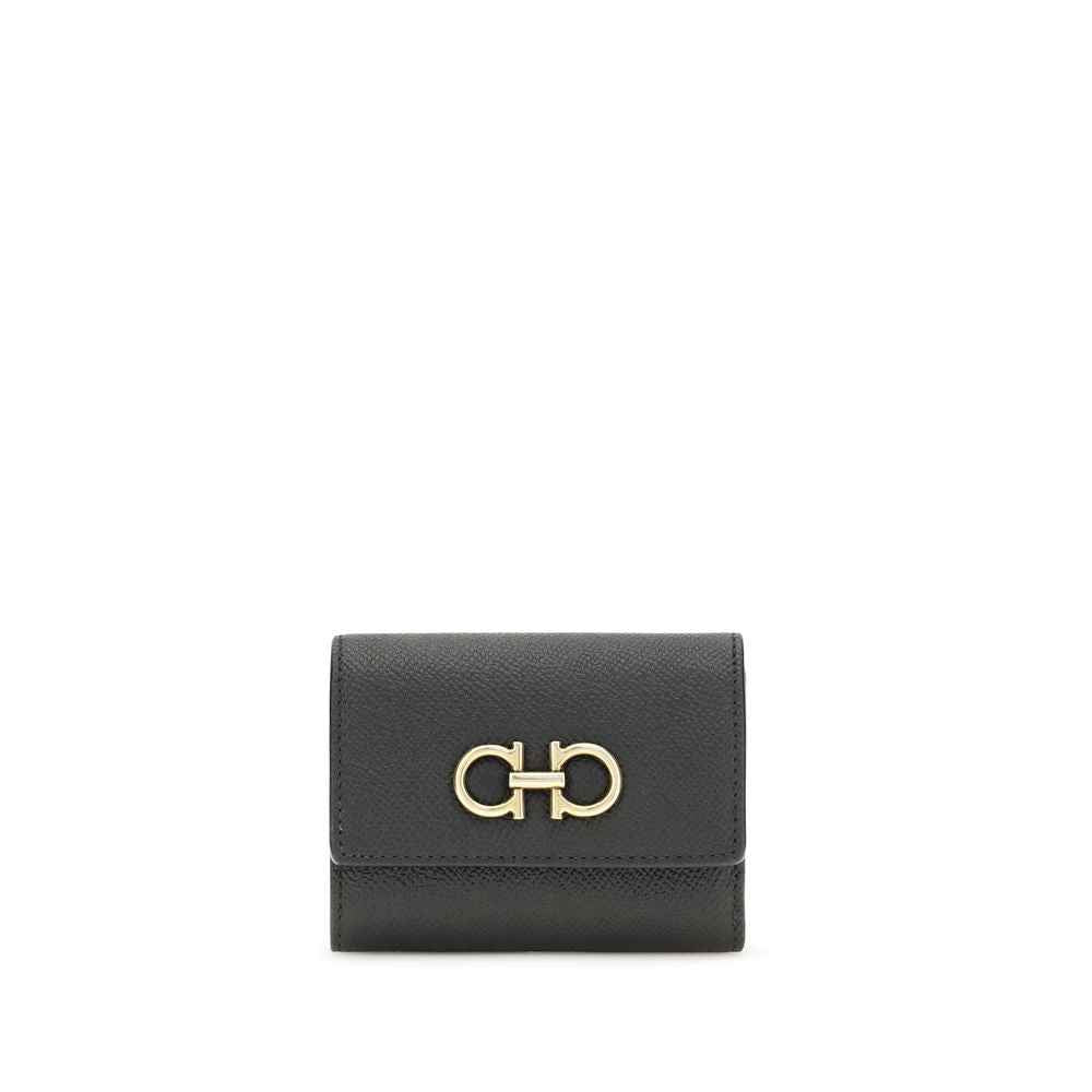 Ferragamo Black Calf Leather Bos Taurus Wallet