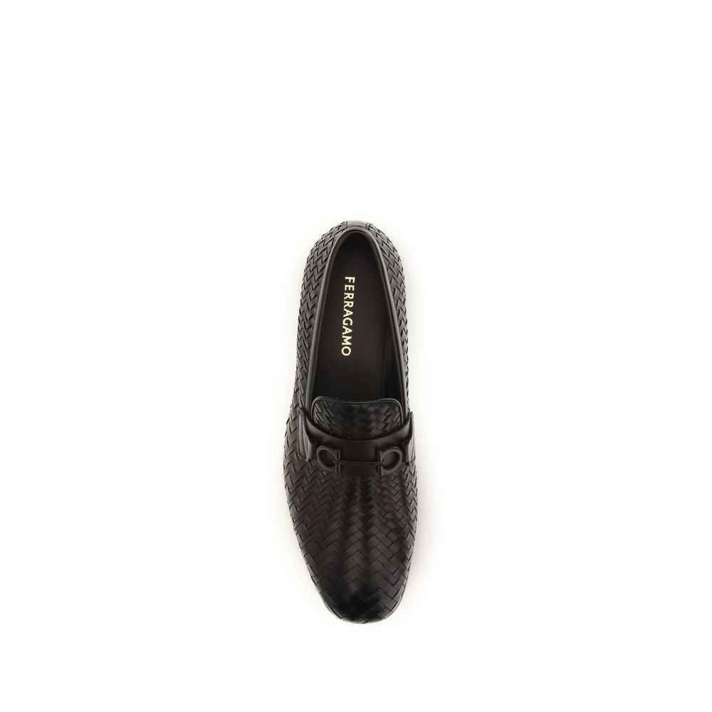 Ferragamo Brown Calf Leather Bos Taurus Slip-On Loafers