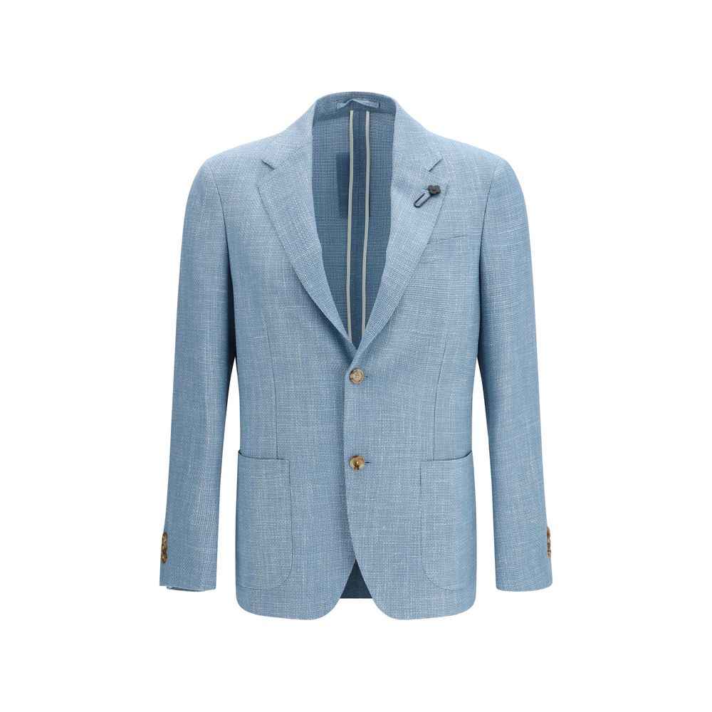 Lardini Blue Silk Blazer