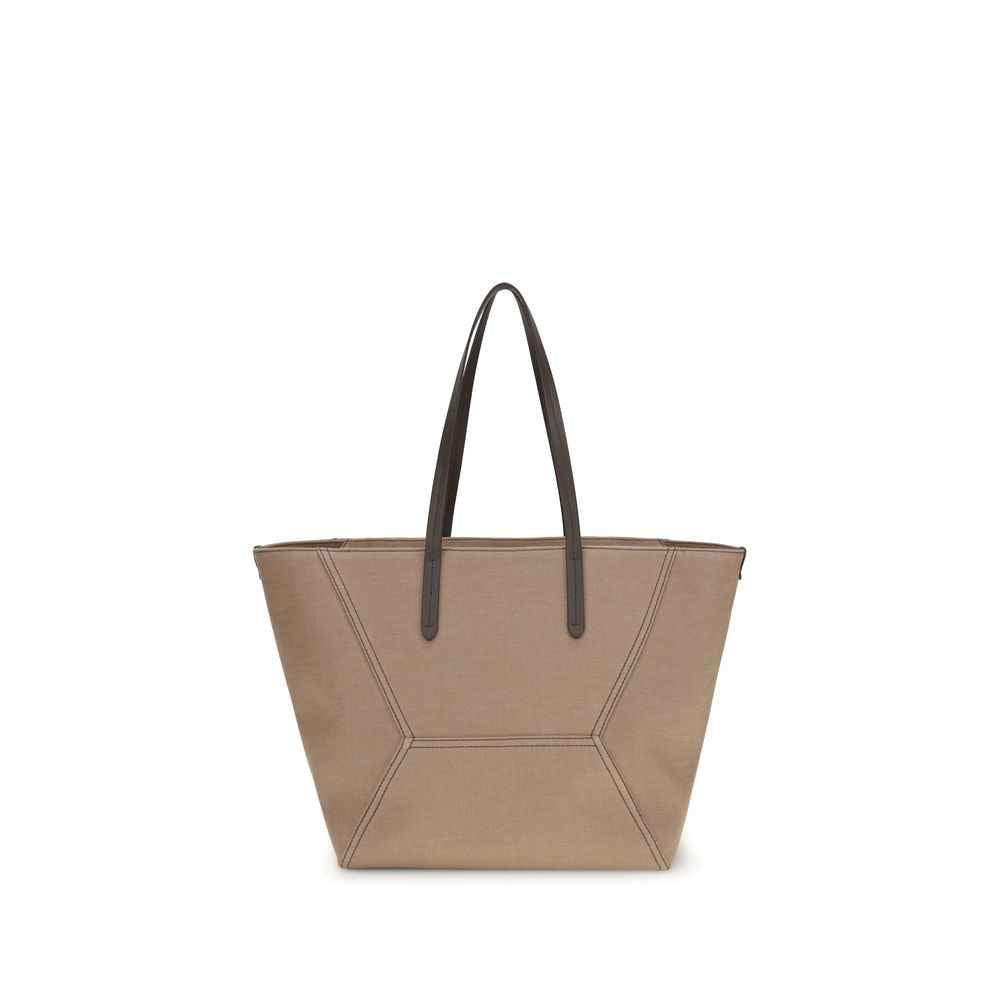 Brunello Cucinelli Beige Nylon Shoulder Bag