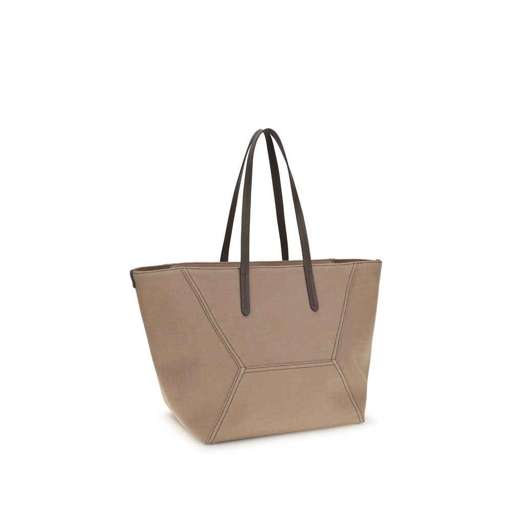 Brunello Cucinelli Beige Nylon Shoulder Bag