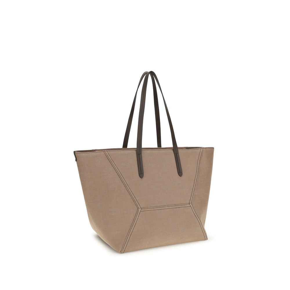 Brunello Cucinelli Beige Nylon Shoulder Bag