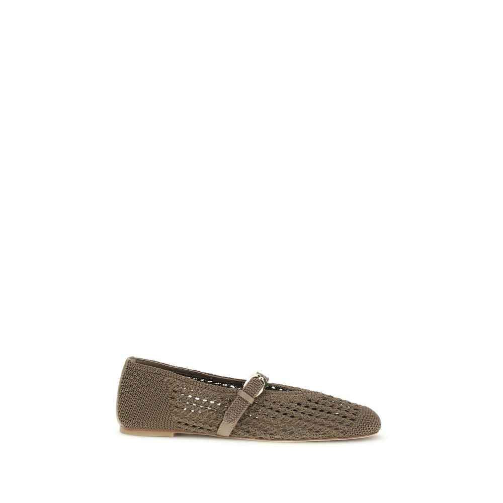 Stuart Weitzman Beige Fabric Ballet Flats