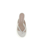 Stuart Weitzman White Calf Leather Bos Taurus Flat Sandals
