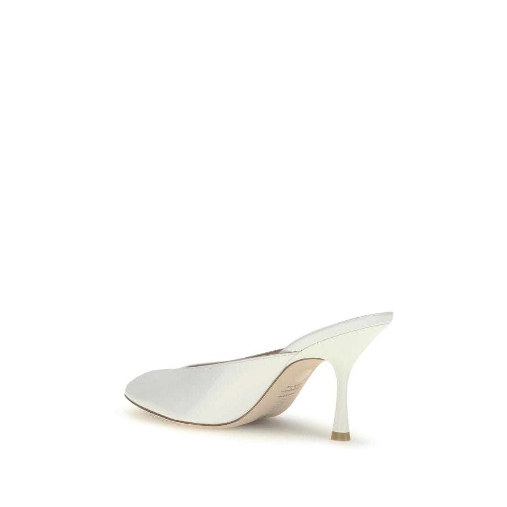 Stuart Weitzman White Calf Leather Bos Taurus Mules