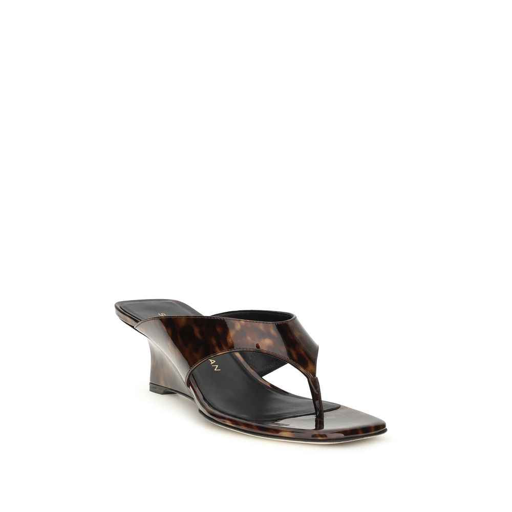 Stuart Weitzman Multicolor Calf Leather Bos Taurus Wedge Sandals