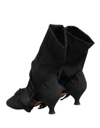 Dolce & Gabbana Black Suede Mid Calf Boots Shoes