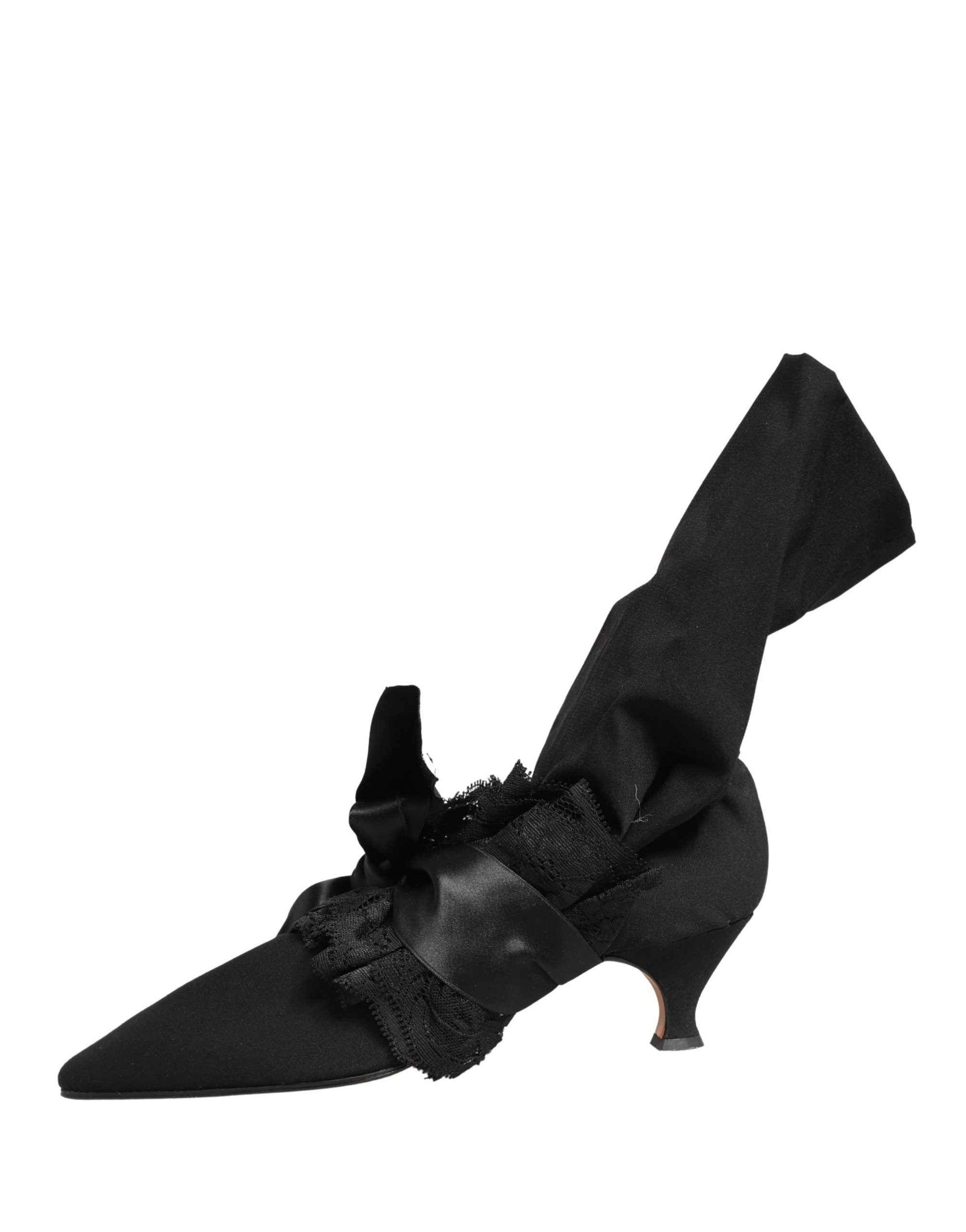 Dolce & Gabbana Black Suede Mid Calf Boots Shoes