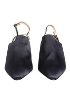Dolce & Gabbana Black Suede Heels Slingbacks Shoes