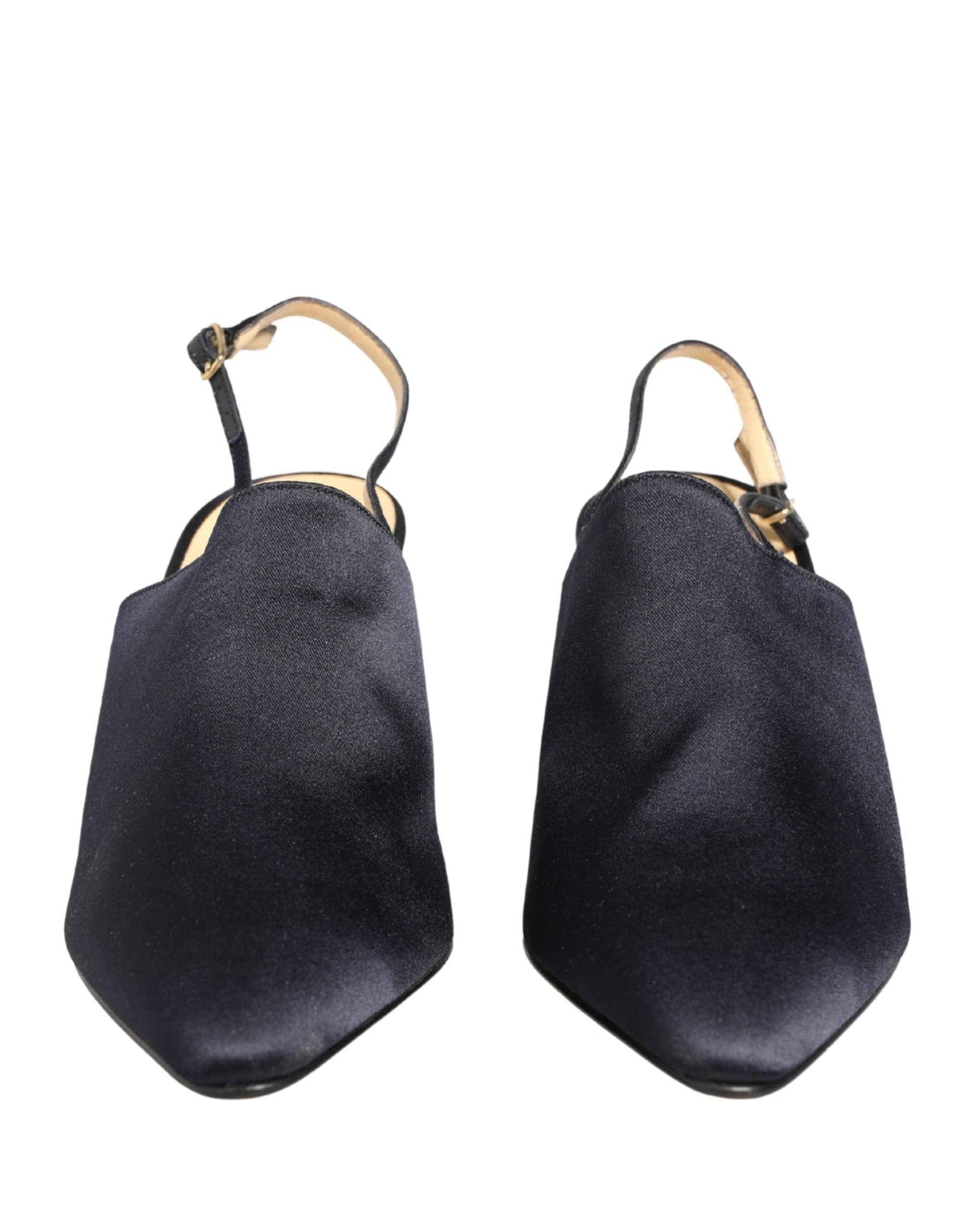 Dolce & Gabbana Black Suede Heels Slingbacks Shoes