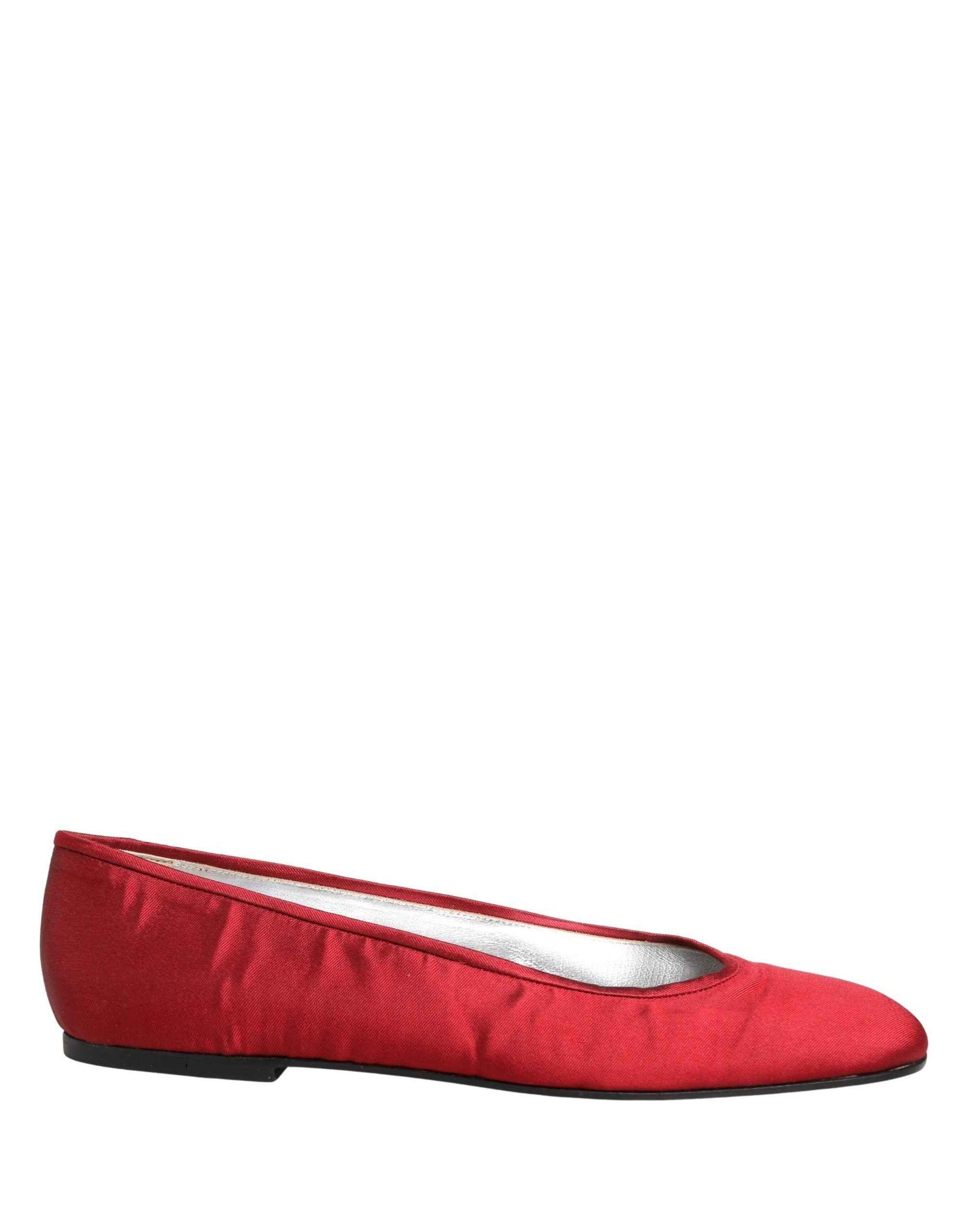 Dolce & Gabbana Red Satin Fabric Ballet Slip On Flats Shoes