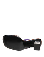 Dolce & Gabbana Silver Block Heels Slip On Sandals Shoes