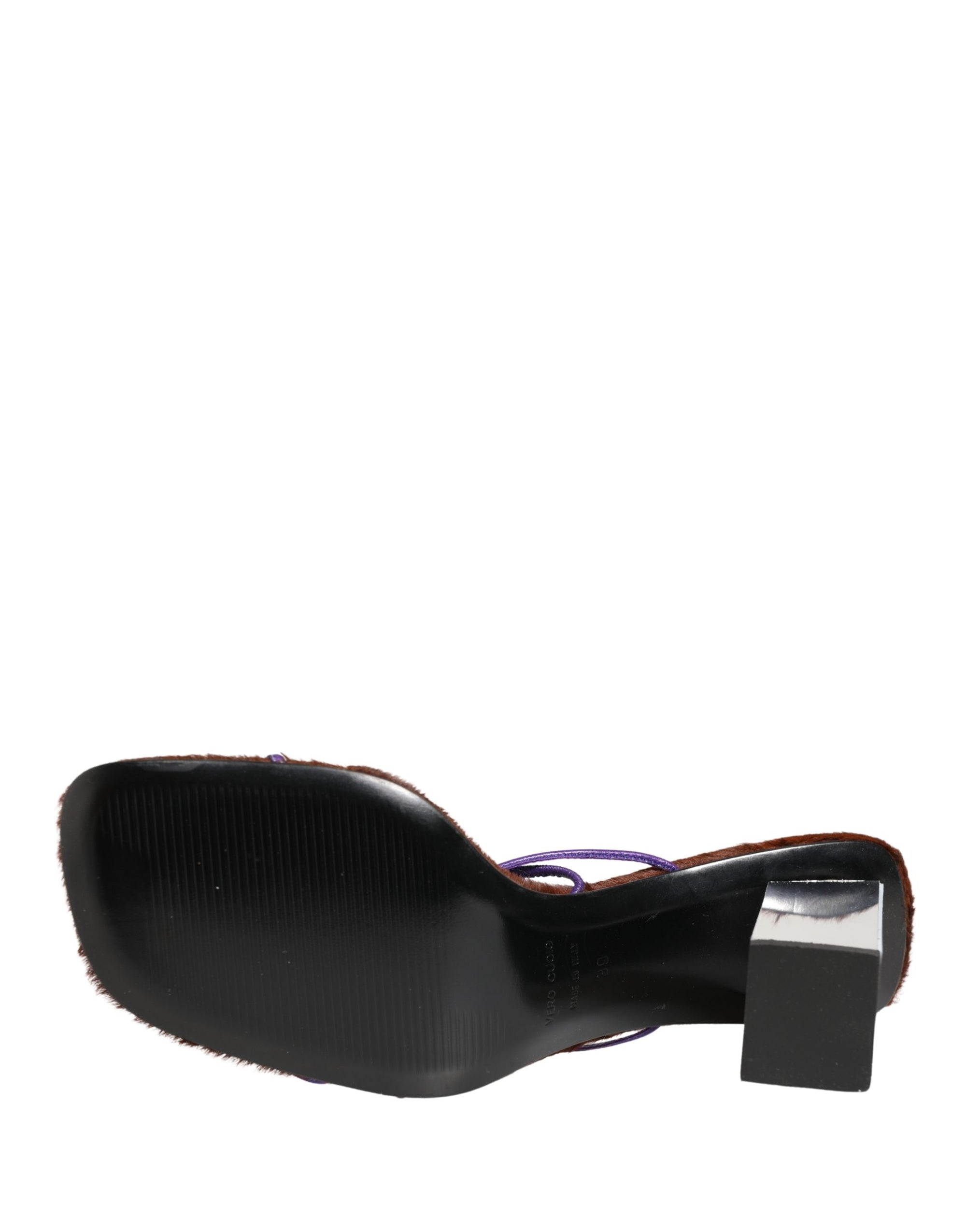 Dolce & Gabbana Silver Block Heels Slip On Sandals Shoes