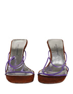 Dolce & Gabbana Silver Block Heels Slip On Sandals Shoes