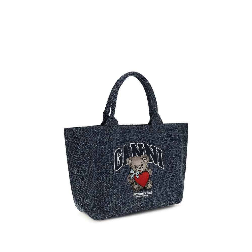 Ganni Blue Cotton Shoulder Bag