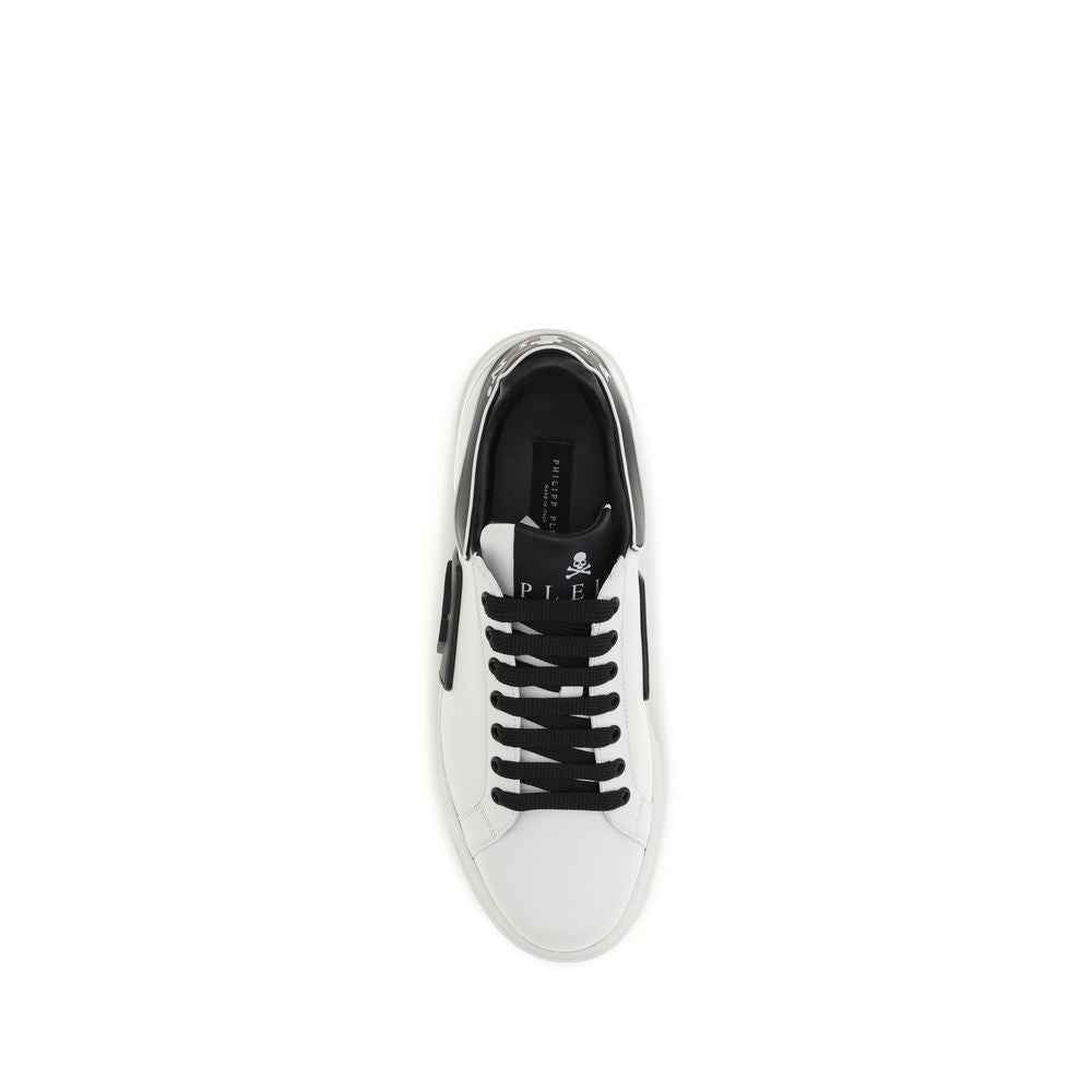 Philipp Plein White Calf Leather Bos Taurus Low Top Sneakers