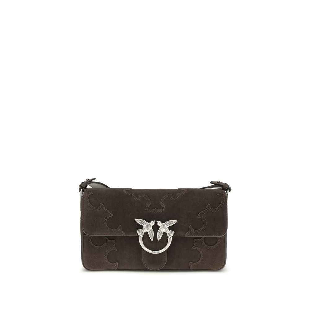 PINKO Brown Calf Leather Bos Taurus Shoulder Bag