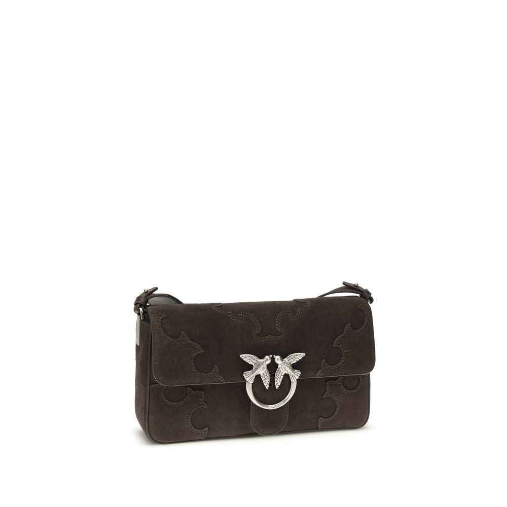 PINKO Brown Calf Leather Bos Taurus Shoulder Bag
