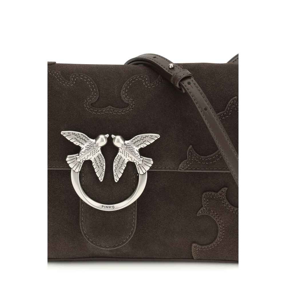 PINKO Brown Calf Leather Bos Taurus Shoulder Bag