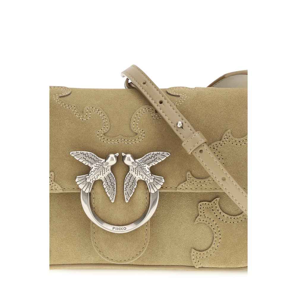 PINKO Beige Calf Leather Bos Taurus Shoulder Bag