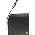 PINKO Black Calf Leather Bos Taurus Shoulder Bag