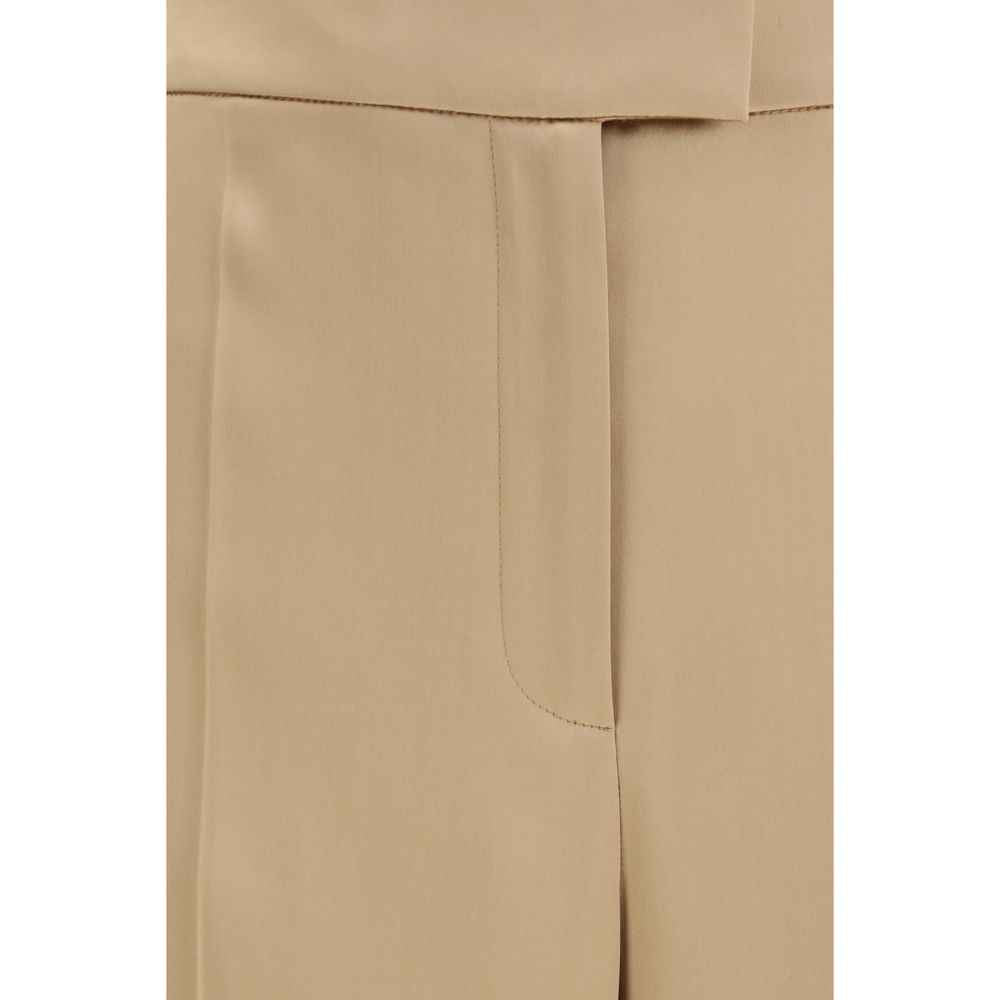 Valentino Beige Silk Dress Pants