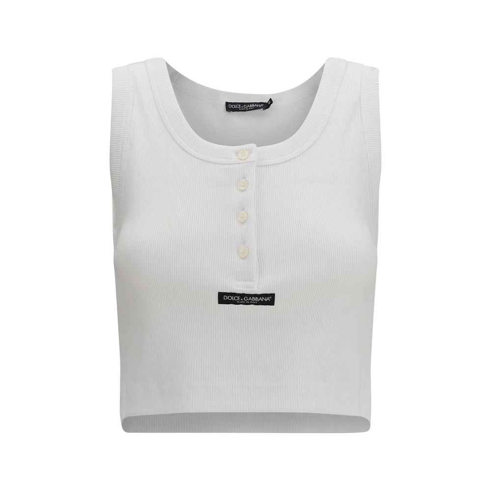 Dolce & Gabbana White Cotton Tank Tops