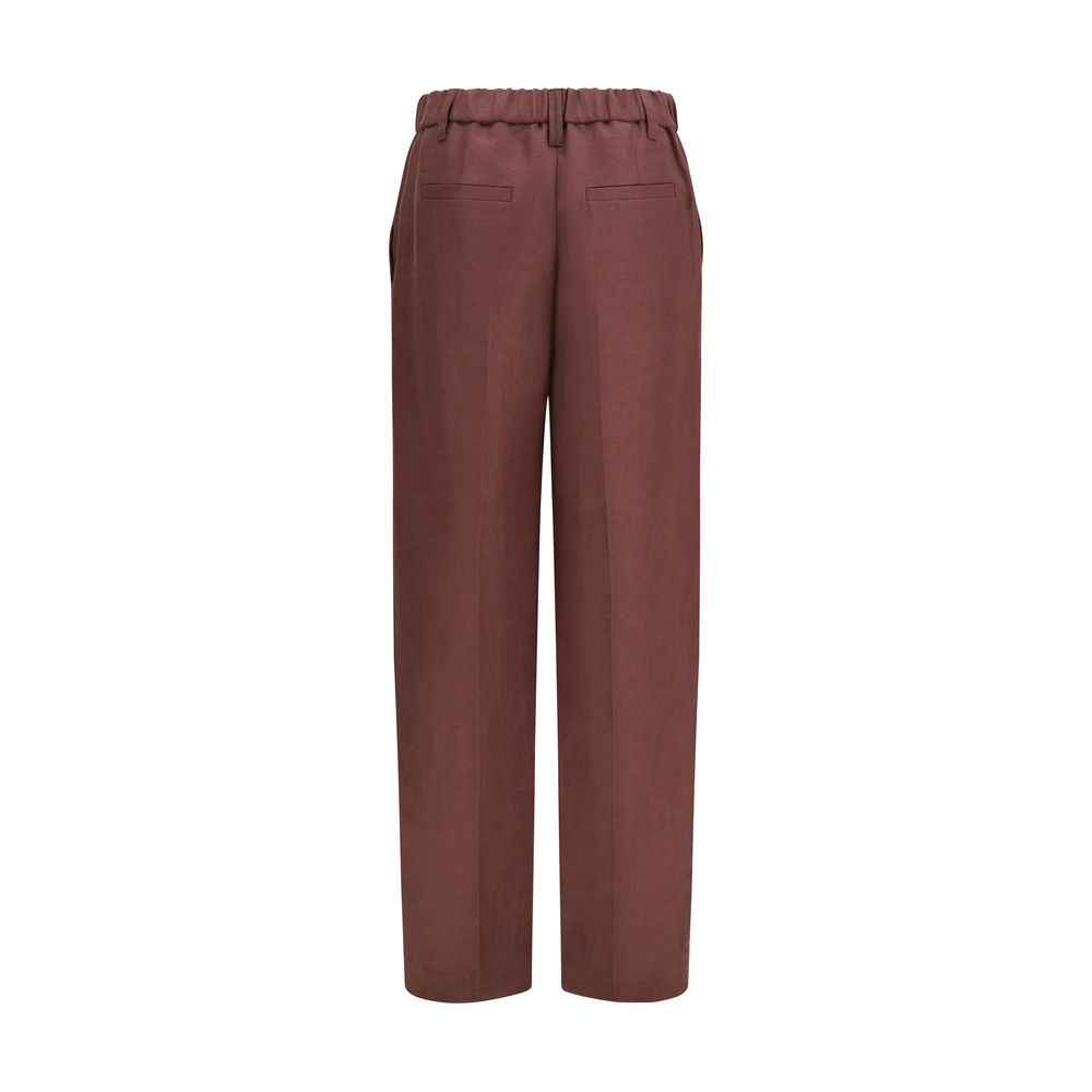 Brunello Cucinelli Brown Linen Casual Pants