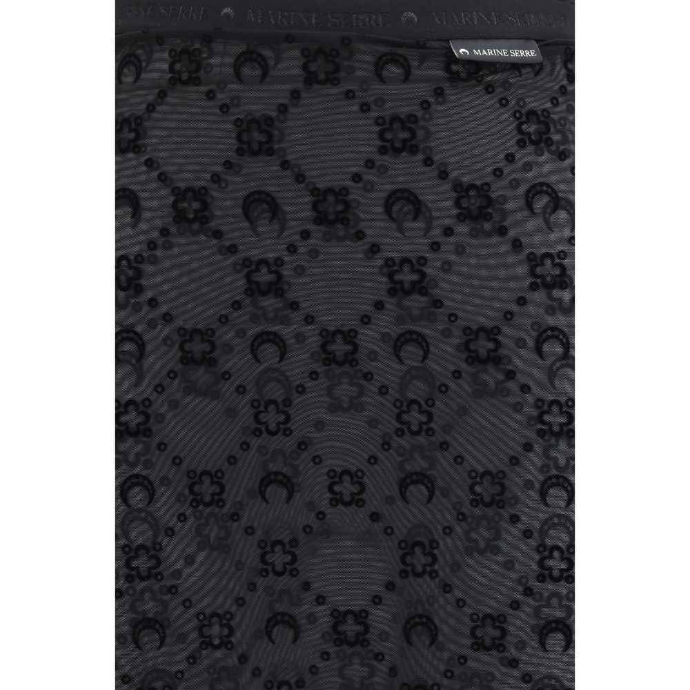 Marine Serre Black Recycled Polyamide Midi Skirt