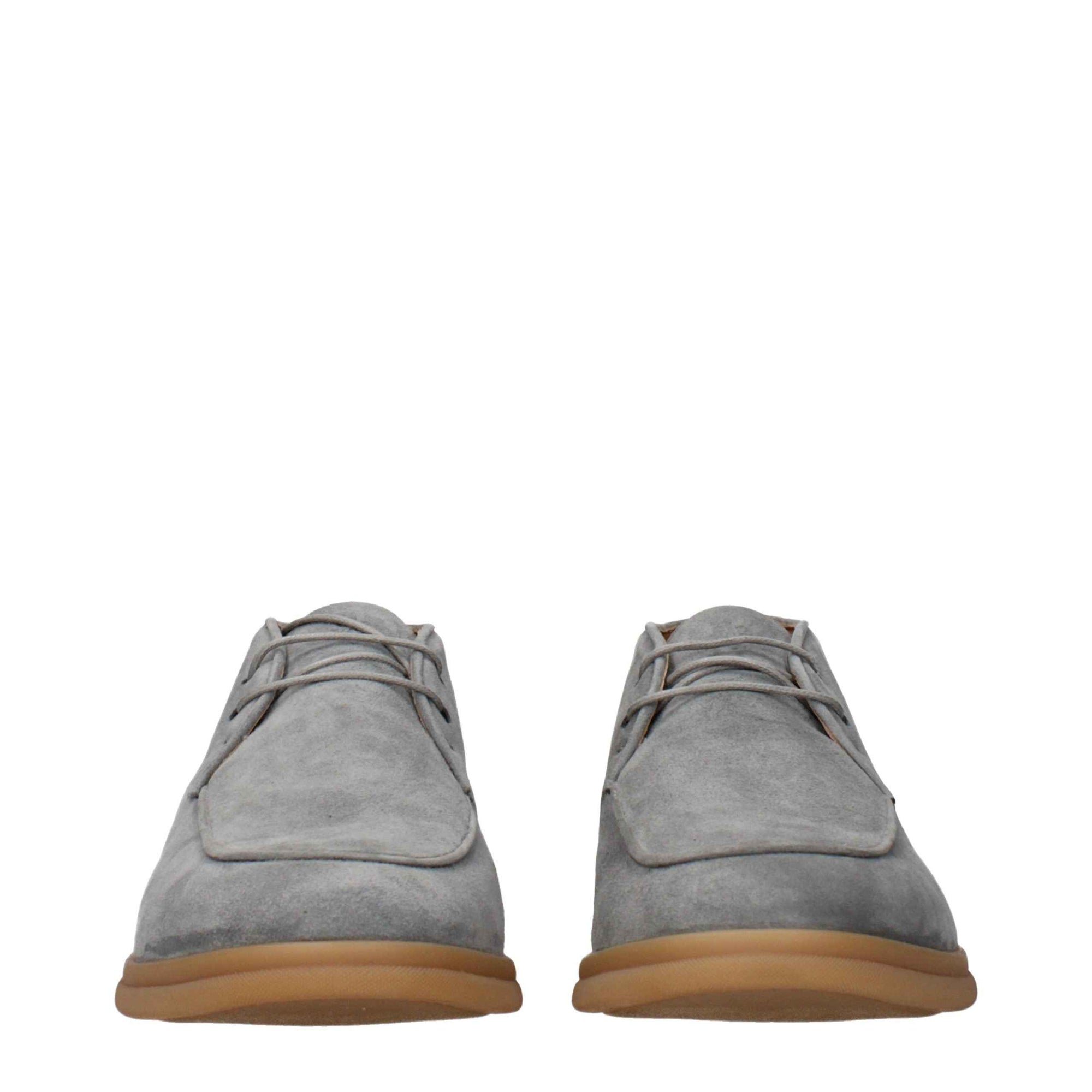 Eleventy Gray Leather Oxfords And Derbies