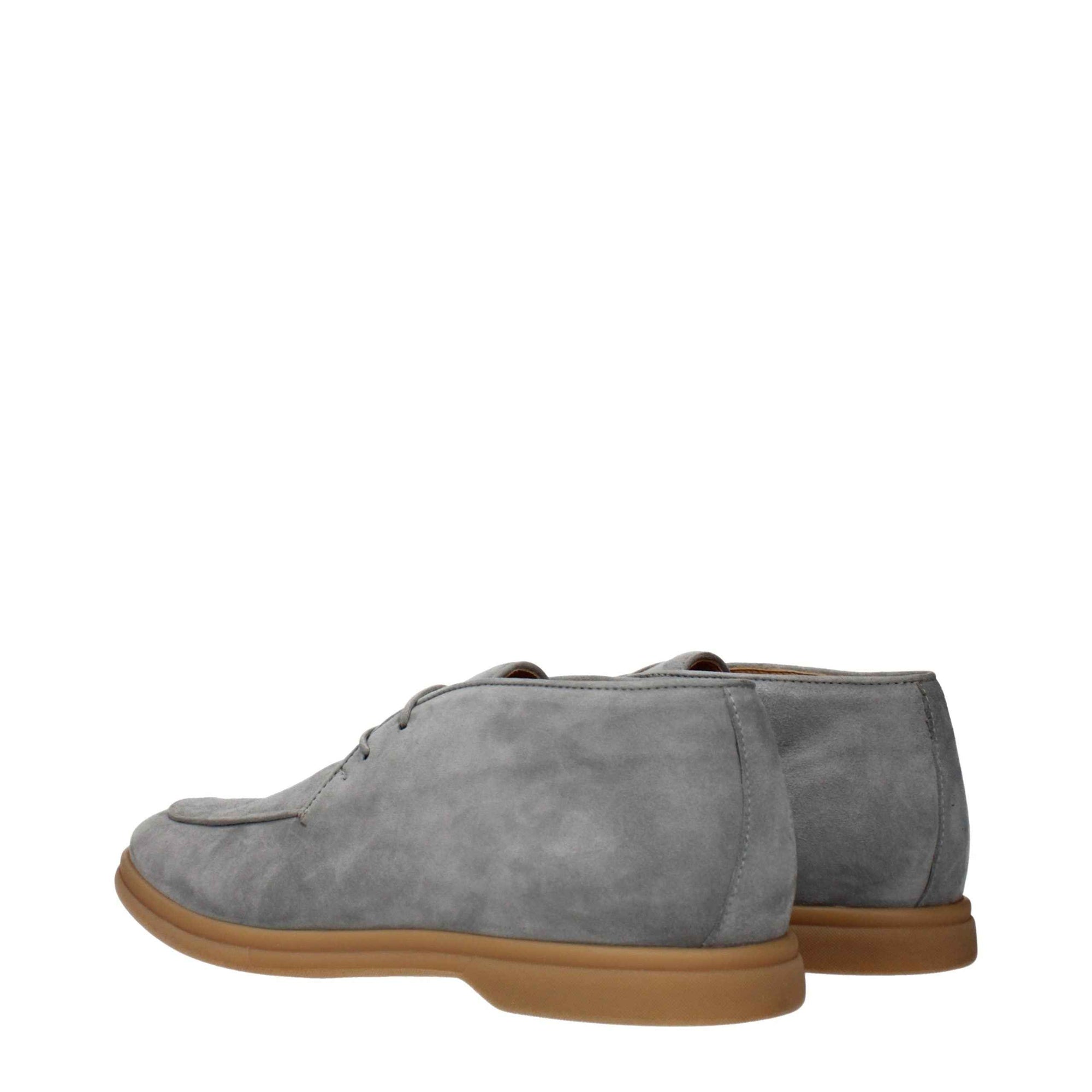 Eleventy Gray Leather Oxfords And Derbies