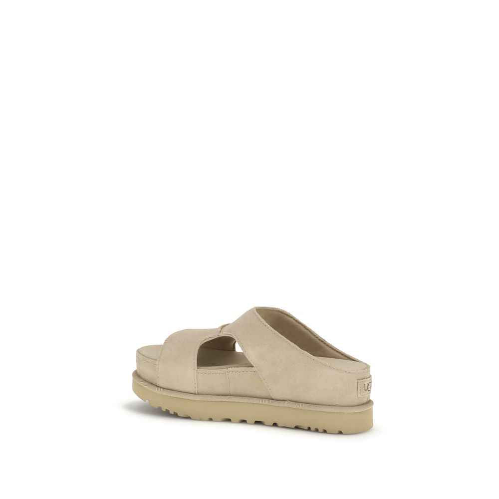 UGG Beige Calf Leather Bos Taurus Platform Sandals