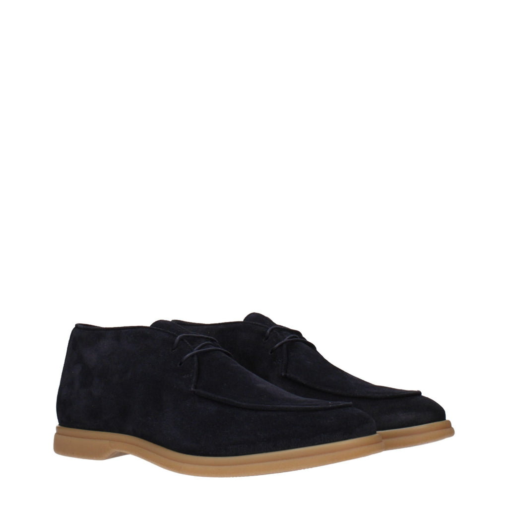 Eleventy Blue Leather Oxfords And Derbies