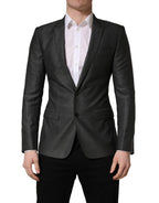 Dolce & Gabbana Dark Gray Wool Slim Fit Coat Jacket Blazer