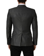 Dolce & Gabbana Dark Gray Wool Slim Fit Coat Jacket Blazer