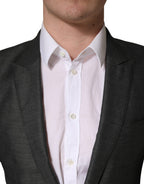 Dolce & Gabbana Dark Gray Wool Slim Fit Coat Jacket Blazer