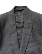 Dolce & Gabbana Dark Gray Wool Slim Fit Coat Jacket Blazer