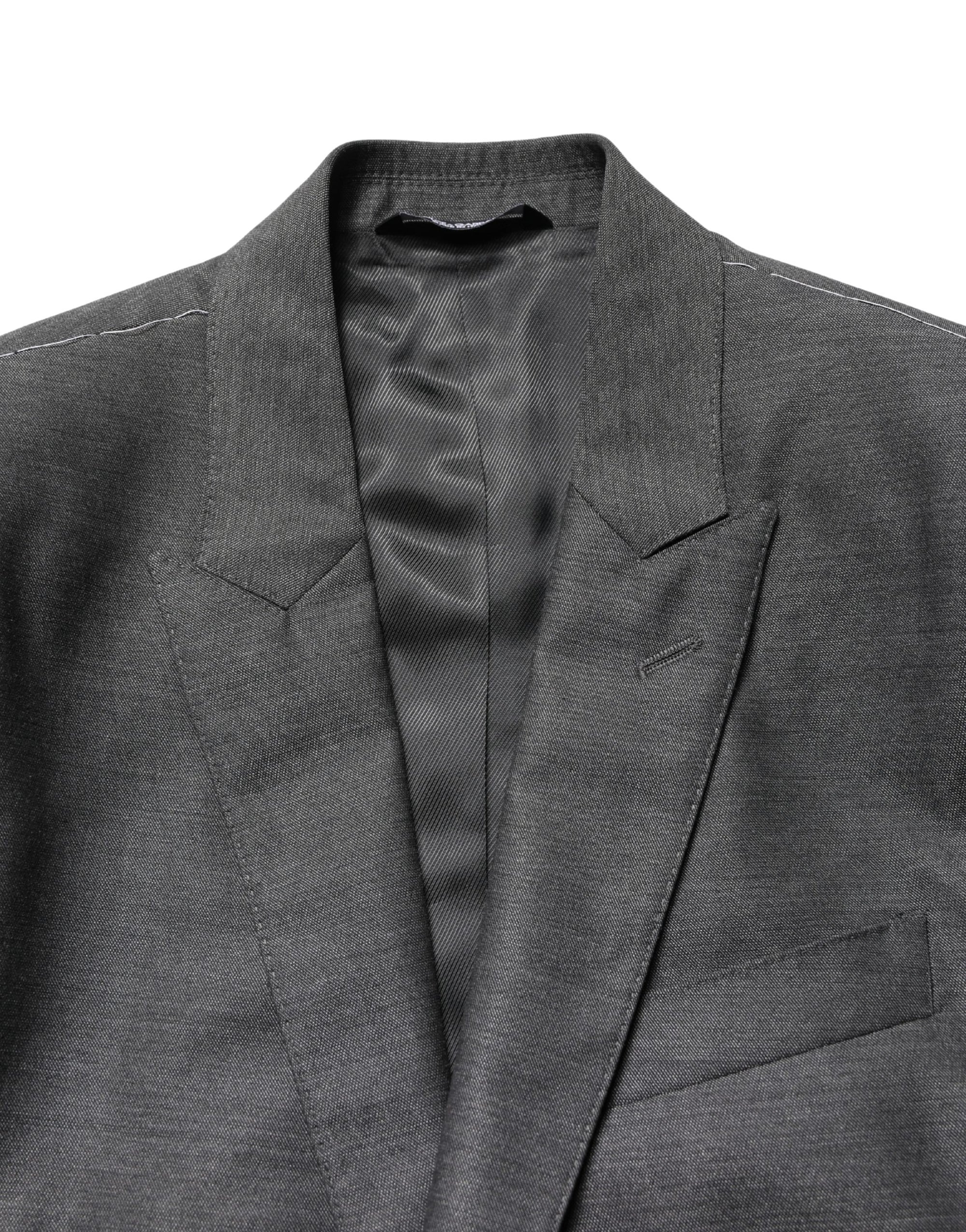 Dolce & Gabbana Dark Gray Wool Slim Fit Coat Jacket Blazer